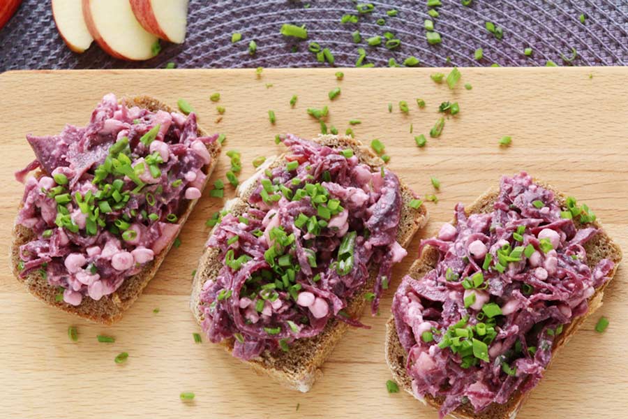 Brote mit Rotkraut Cottage Cheese