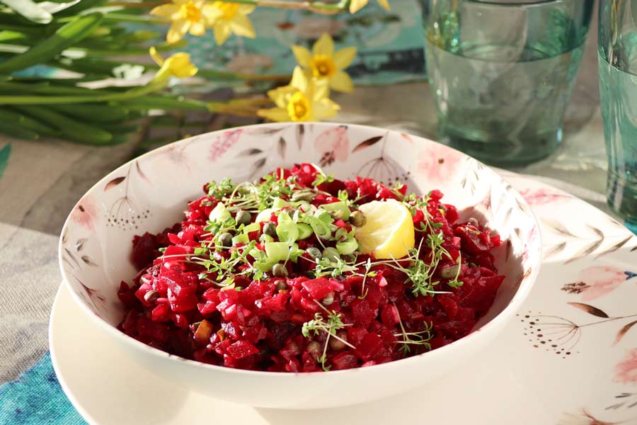 Rote Rüben Salat mit Kapern und Senf