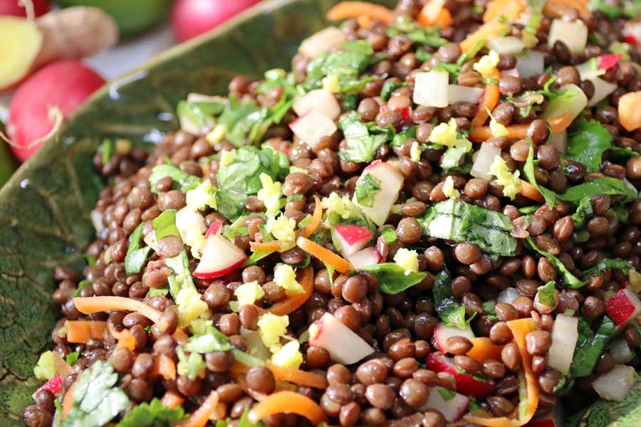 Asia-Linsensalat mit viel frischem Ingwer
